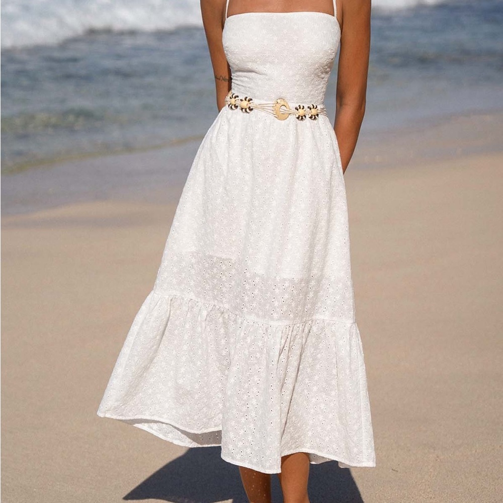 Cotton Backless Halter Beach Dress